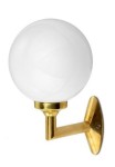 [W2675] Kugel-Wandlampe im Art déco Stil aus Messingguß mit Opalglas
