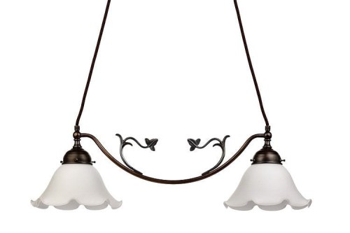 Die klassische Doppelpendellampe D 857.2 Antik mit Glasschirmen 725957 opalmatt