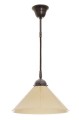 Klassische Messing-Tischpendelleuchte mit konischem Schirm Ø 30 cm aus Opalglas – Farbton „Cognac“