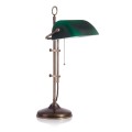 Klassische Bankerlampe, das Modell T20S LX Rustik mit smaragdgrünem-mattem Glas

