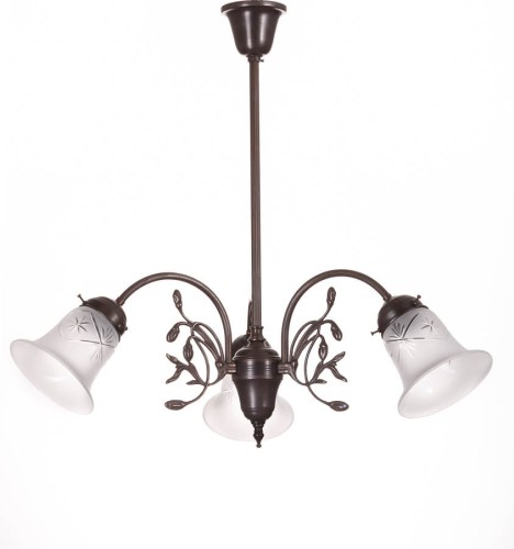 Klassischer Deckenleuchter aus patiniertem Messing mit Glockenschirmen