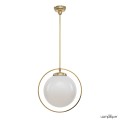 Ikone der Schlichtheit – Art-Déco-Pendelleuchte mit Messingring und Opalglas.