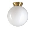 Bauhaus-Deckenleuchte mit Kugelglas, Messingfassung und Opalglas Φ 25 cm