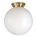 Bauhaus-Deckenleuchte mit Kugelglas, Messingfassung und Opalglas Φ 35 cm