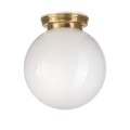 Bauhaus-Kugelleuchte für die Decke: Opalglas auf Messing Φ 30 cm