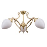 Jugendstil-Deckenleuchte aus Berliner Messing, dreiflammig mit Tropfengläsern