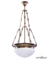 Jugendstil-Schalenpendelleuchte · Ø 35 cm · Messing brüniert · Opalüberfangglas