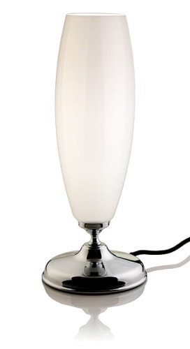 Art-Déco-Tischleuchte · brüniertes Messing · Zylinderglas, opalweiß