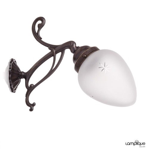 Jugendstil-Wandleuchte, das Modell W519 Antik mit Lampenglas 2140 TR