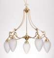 Repräsentativer, fünfflammiger Jugendstil-Kronleuchter mit Zapfengläsern