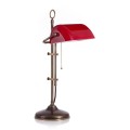 Klassische Bankerlampe, das Modell T20S LX Rustik mit Rubinglas
