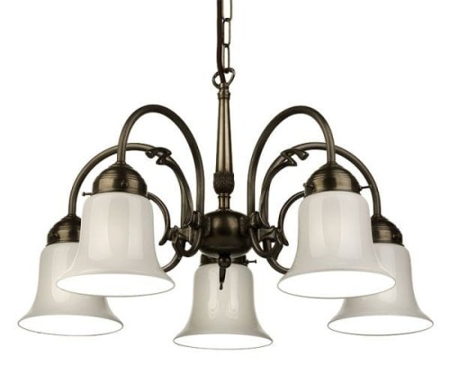Art déco  Kronleuchter D 1050/5 Antik mit Glasschirmen 611 Opal