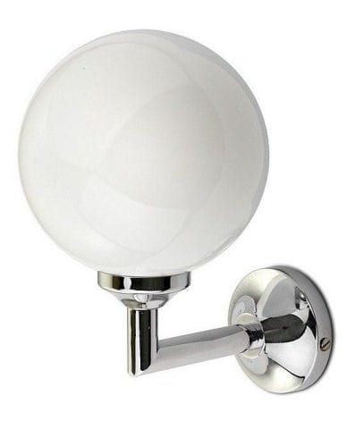 Jugendstil-Wandlampe das Model W2675 Chrom mit Kugelglas 0011 opal
